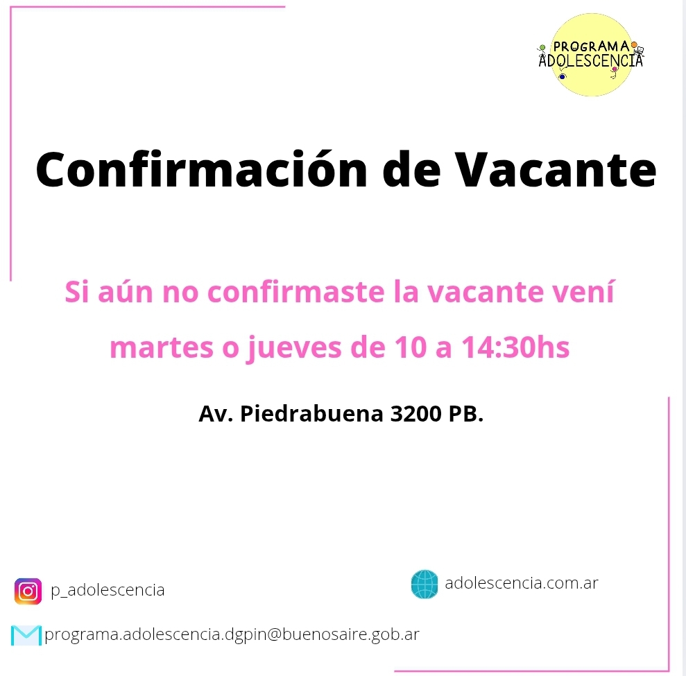 Confirmación de Vacante